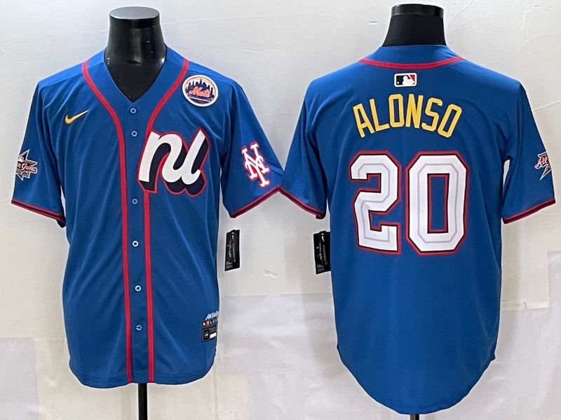 Men 2025 New York Mets #20 Alonso Blue All star Nike MLB Jersey style 2->ncaa teams->NCAA Jersey